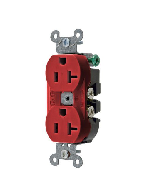 Hubbell Wiring Devices 5352AR 20 Amp 125 Volt 2-Pole 3-Wire NEMA 5-20R Red Straight Blade Duplex Receptacle Hubbell Wiring Devices 5352AR 20 Amp 125 Volt 2-Pole 3-Wire NEMA 5-20R Red Straight Blade Duplex Receptacle