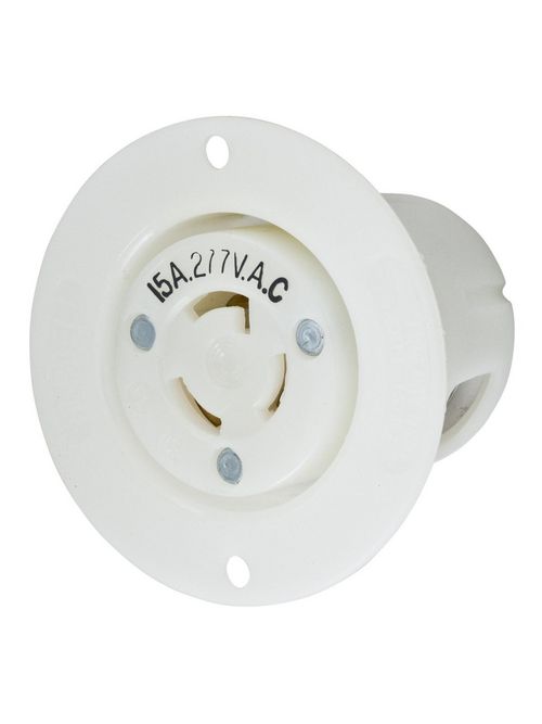 Hubbell Wiring Devices HBL4785C 15 Amp 277 VAC NEMA L7-15R White Nylon Locking Flanged Receptacle Hubbell Wiring Devices HBL4785C 15 Amp 277 VAC NEMA L7-15R White Nylon Locking Flanged Receptacle
