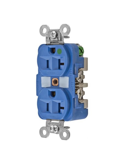 Hubbell Wiring Devices HBL8300BL 125 Volt 20 Amp Blue Hospital Grade Receptacle Hubbell Wiring Devices HBL8300BL 125 Volt 20 Amp Blue Hospital Grade Receptacle