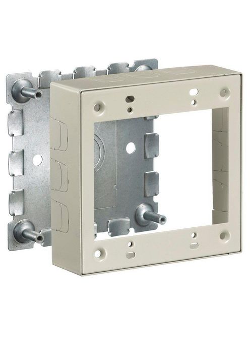 Product image for Hubbell HBL57472IV 2-Gang Ivory Metal Raceway Shallow Box
