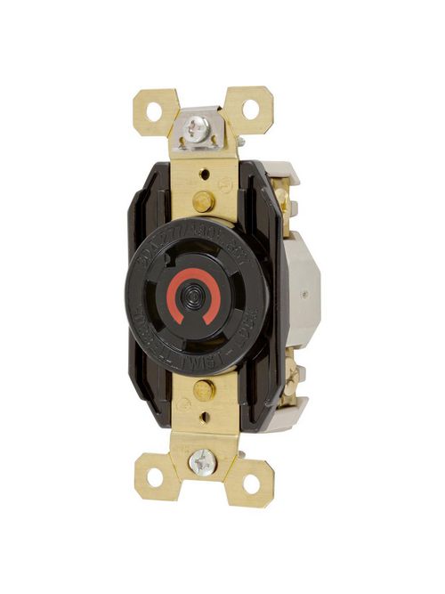 Hubbell Wiring Devices HBL2760 30 Amp 277/480 VAC 4-Pole 4-Wire NEMA L19-30R Black Single Flush Locking Receptacle Hubbell Wiring Devices HBL2760 30 Amp 277/480 VAC 4-Pole 4-Wire NEMA L19-30R Black Single Flush Locking Receptacle