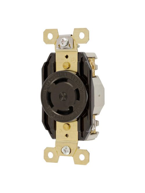 Hubbell Wiring Devices HBL2770 30 Amp 347/600 VAC 4-Pole 4-Wire NEMA L20-30R Black Single Flush Locking Receptacle Hubbell Wiring Devices HBL2770 30 Amp 347/600 VAC 4-Pole 4-Wire NEMA L20-30R Black Single Flush Locking Receptacle