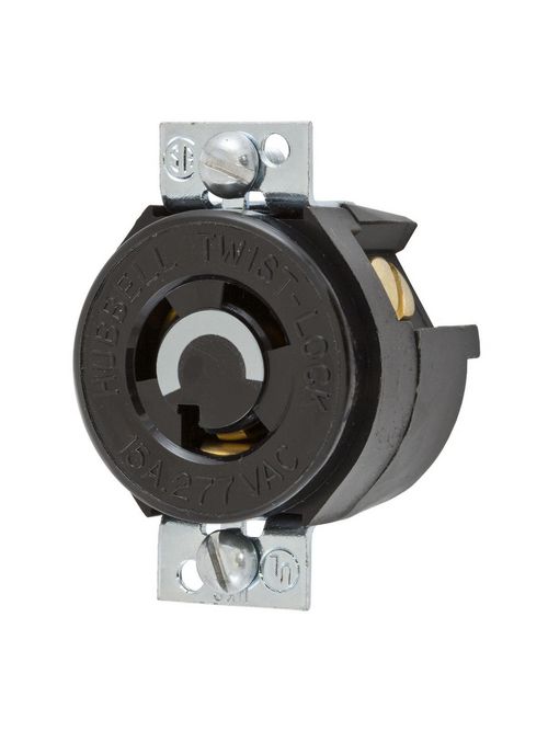 Hubbell Wiring Devices HBL4763 15 Amp 277 Volt 2-Pole 3-Wire NEMA L7-15R Black Locking Receptacle Hubbell Wiring Devices HBL4763 15 Amp 277 Volt 2-Pole 3-Wire NEMA L7-15R Black Locking Receptacle