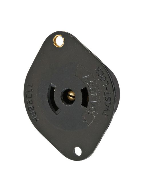 Hubbell Wiring Devices HBL7596N 15 Amp 125 VAC 2-Pole 3-Wire NEMA ML-2R Black Nylon Flanged Receptacle Hubbell Wiring Devices HBL7596N 15 Amp 125 VAC 2-Pole 3-Wire NEMA ML-2R Black Nylon Flanged Receptacle