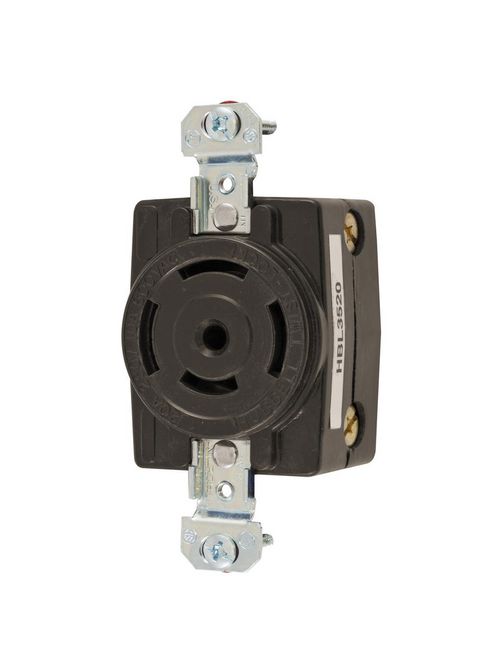 Hubbell Wiring Devices HBL3520 10/20 Amp 600/250 VAC 4-Pole 5-Wire Non-NEMA Black Single Flush Receptacle Hubbell Wiring Devices HBL3520 10/20 Amp 600/250 VAC 4-Pole 5-Wire Non-NEMA Black Single Flush Receptacle