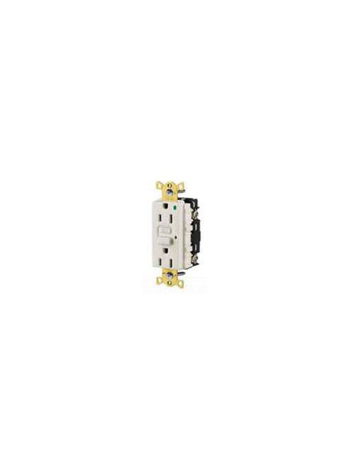 Product image for Hubbell GFR8200HILA 15 Amp 125 Volt 2-Pole 3-Wire NEMA 5-15R Ivory GFCI Receptacle with LED Indicator