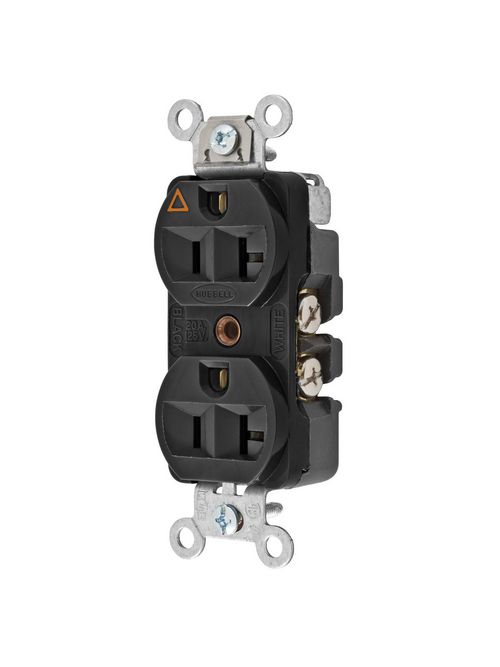 Hubbell Wiring Devices CR5352IGBK 20 Amp 125 Volt 2-Pole 3-Wire NEMA 5-20R Black Isolated Ground Duplex Receptacle Hubbell Wiring Devices CR5352IGBK 20 Amp 125 Volt 2-Pole 3-Wire NEMA 5-20R Black Isolated Ground Duplex Receptacle