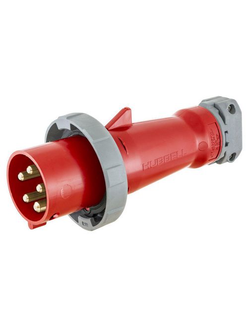 Hubbell Wiring Devices HBL5100P7W 100 Amp 277/480 Volt 4-Pole 5-Wire Red IEC Pin and Sleeve Plug Hubbell Wiring Devices HBL5100P7W 100 Amp 277/480 Volt 4-Pole 5-Wire Red IEC Pin and Sleeve Plug
