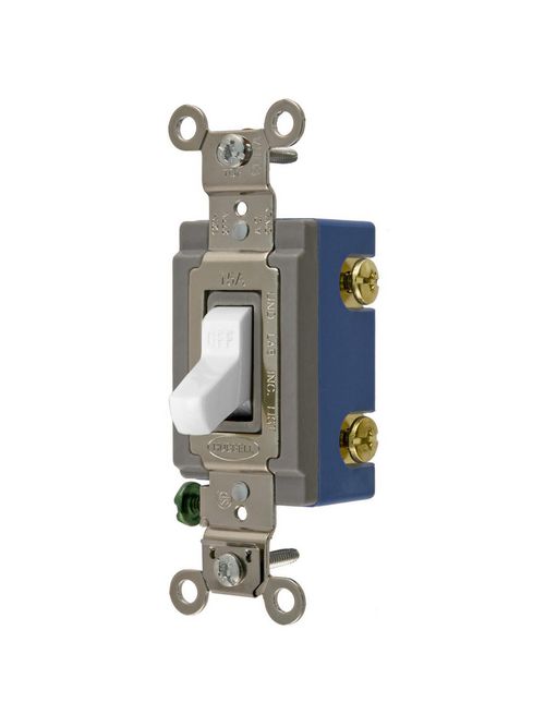 Hubbell Wiring Devices HBL1201W 120/277 Volt 15 Amp 1-Pole White Industrial Grade Toggle Switch Hubbell Wiring Devices HBL1201W 120/277 Volt 15 Amp 1-Pole White Industrial Grade Toggle Switch