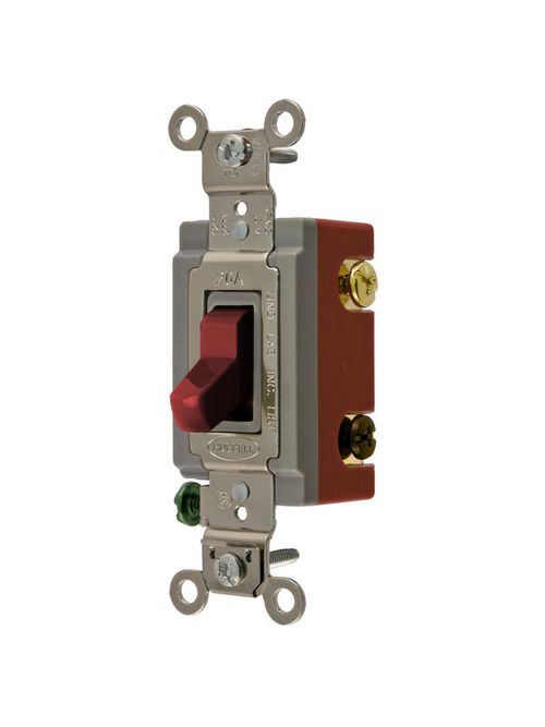 Hubbell Wiring Devices HBL1224R 20 Amp 120/277 VAC 4-Way Red Toggle Switch Hubbell Wiring Devices HBL1224R 20 Amp 120/277 VAC 4-Way Red Toggle Switch