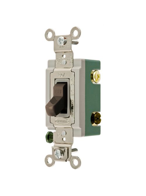 Hubbell Wiring Devices HBL3033 30 Amp 120/277 VAC 3-Way Brown Toggle Switch Hubbell Wiring Devices HBL3033 30 Amp 120/277 VAC 3-Way Brown Toggle Switch
