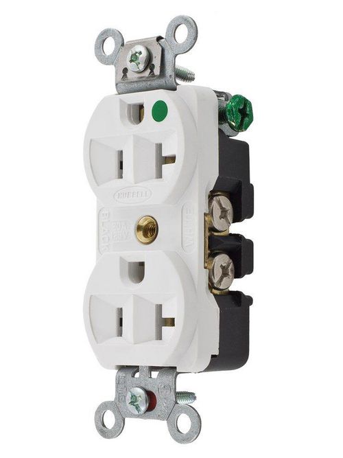 Hubbell Wiring Devices 8300W 20 Amp 125 Volt 2-Pole 3-Wire NEMA 5-20R White Straight Blade Duplex Receptacle Hubbell Wiring Devices 8300W 20 Amp 125 Volt 2-Pole 3-Wire NEMA 5-20R White Straight Blade Duplex Receptacle
