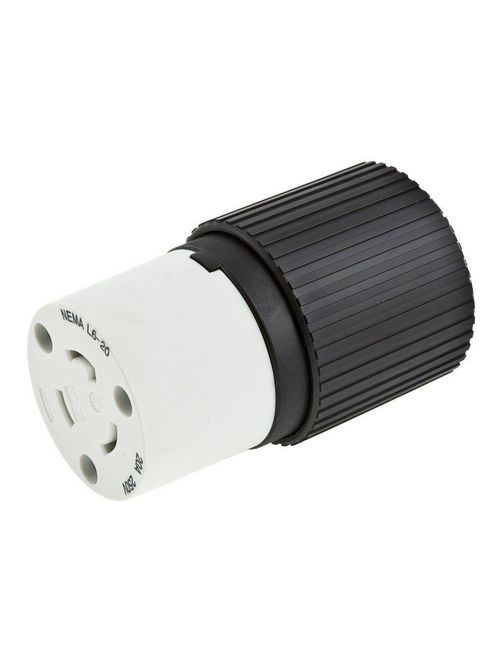 Hubbell Wiring Devices L620C 20 Amp 250 Volt 2-Pole 3-Wire NEMA L6-20R Black and White Locking Connector Body Hubbell Wiring Devices L620C 20 Amp 250 Volt 2-Pole 3-Wire NEMA L6-20R Black and White Locking Connector Body