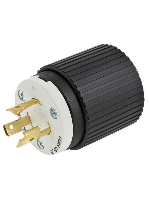 Hubbell Wiring Devices L620P 20 Amp 250 Volt 2-Pole 3-Wire NEMA L6-20P Black and White Locking Plug Hubbell Wiring Devices L620P 20 Amp 250 Volt 2-Pole 3-Wire NEMA L6-20P Black and White Locking Plug