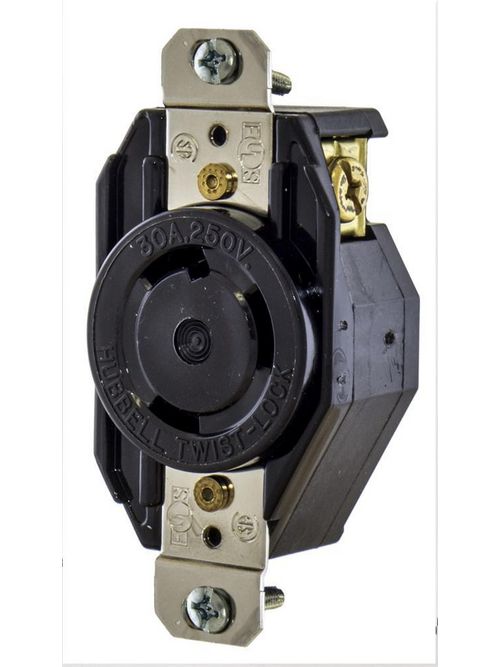 Hubbell Wiring Devices L630R 30 Amp 250 Volt 2-Pole 3-Wire NEMA L6-30R Black Locking Receptacle Hubbell Wiring Devices L630R 30 Amp 250 Volt 2-Pole 3-Wire NEMA L6-30R Black Locking Receptacle