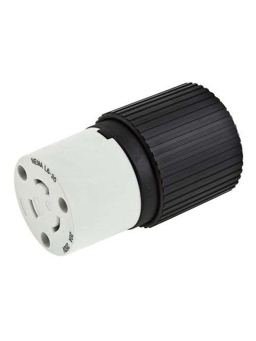 Hubbell Wiring Devices L630C 30 Amp 250 Volt 2-Pole 3-Wire NEMA L6-30R Black and White Locking Connector Body Hubbell Wiring Devices L630C 30 Amp 250 Volt 2-Pole 3-Wire NEMA L6-30R Black and White Locking Connector Body