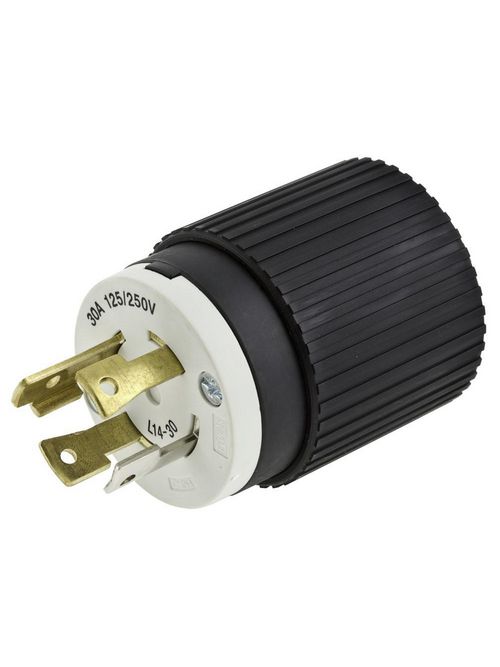 Hubbell Wiring Devices L1630P 30 Amp 480 VAC 3-Phase 3-Pole 4-Wire NEMA L16-30P Black and White Locking Plug Hubbell Wiring Devices L1630P 30 Amp 480 VAC 3-Phase 3-Pole 4-Wire NEMA L16-30P Black and White Locking Plug