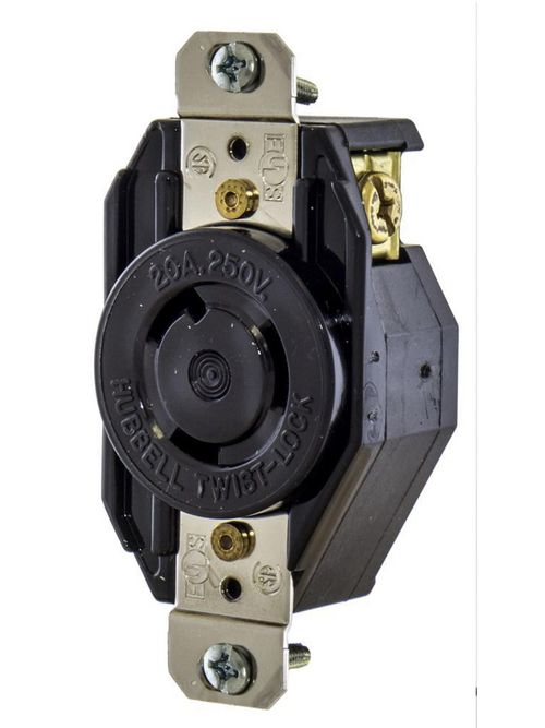 Hubbell Wiring Devices L615R 15 Amp 250 Volt 2-Pole 3-Wire NEMA L6-15R Black Locking Receptacle Hubbell Wiring Devices L615R 15 Amp 250 Volt 2-Pole 3-Wire NEMA L6-15R Black Locking Receptacle