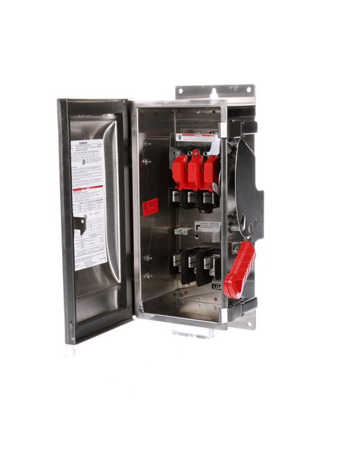 Siemens Industry HF361S 480/600 VAC 250 VDC 30 Amp 3-Pole 3-Wire NEMA 4/4X Heavy Duty Fusible Safety Switch Siemens Industry HF361S 480/600 VAC 250 VDC 30 Amp 3-Pole 3-Wire NEMA 4/4X Heavy Duty Fusible Safety Switch