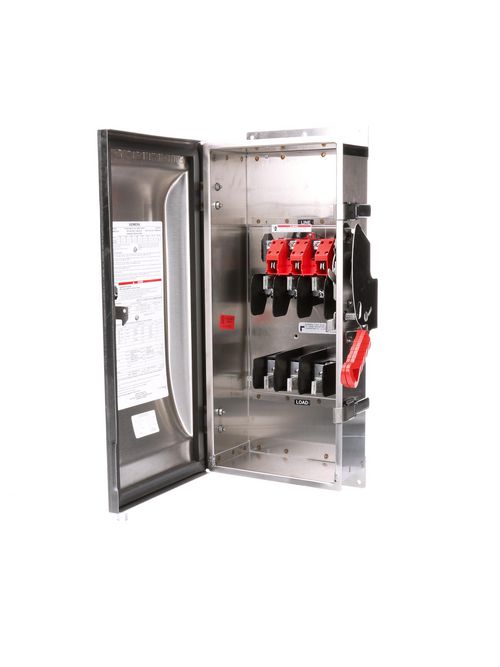 Siemens Industry HF363S 480/600 VAC 250/600 VDC 100 Amp 3-Pole 3-Wire NEMA 4/4X Heavy Duty Fusible Safety Switch Siemens Industry HF363S 480/600 VAC 250/600 VDC 100 Amp 3-Pole 3-Wire NEMA 4/4X Heavy Duty Fusible Safety Switch