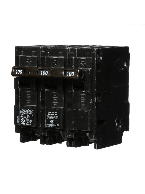 Siemens Industry Q3100H 3-Pole 100 Amp 240 VAC 22 kA Plug-In Circuit Breaker Siemens Industry Q3100H 3-Pole 100 Amp 240 VAC 22 kA Plug-In Circuit Breaker