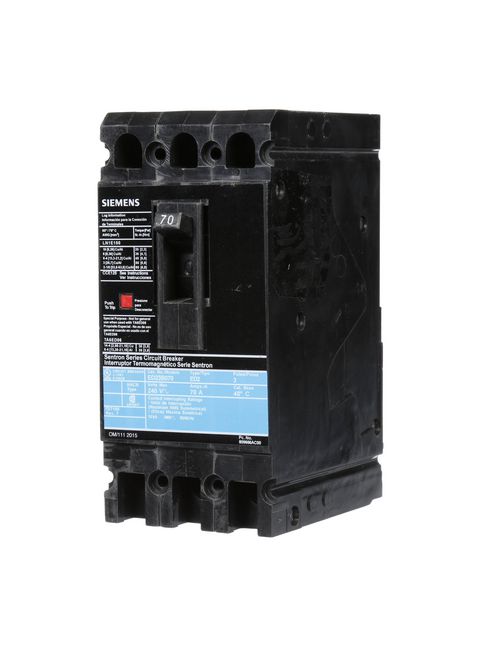 Siemens Industry ED23B070 240 VAC 70 Amp 10 kaic 3-Pole Circuit Breaker with LD Lug Siemens Industry ED23B070 240 VAC 70 Amp 10 kaic 3-Pole Circuit Breaker with LD Lug
