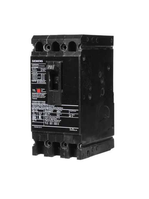 Siemens Industry HED43B070 480 Volt 70 Amp 42 kaic 3-Pole Circuit Breaker with LD Lug Siemens Industry HED43B070 480 Volt 70 Amp 42 kaic 3-Pole Circuit Breaker with LD Lug