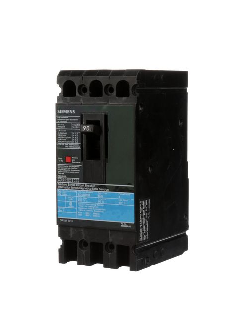 Siemens Industry ED43B090L 3-Pole 90 Amp 480 VAC 18 kA Molded Case Circuit Breaker Siemens Industry ED43B090L 3-Pole 90 Amp 480 VAC 18 kA Molded Case Circuit Breaker