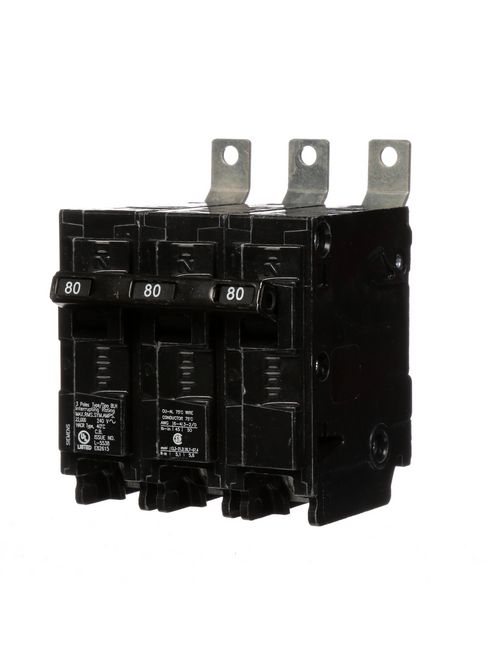 Siemens Industry B380H 3-Pole 80 Amp 240 Volt 22 kA Bolt-On Molded Circuit Breaker Siemens Industry B380H 3-Pole 80 Amp 240 Volt 22 kA Bolt-On Molded Circuit Breaker