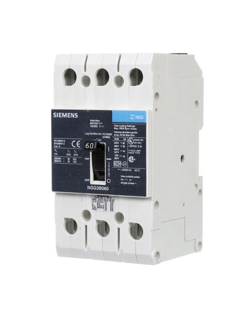 Siemens Industry NGG3B060L 3-Pole 60 Amp 480 Volt 25 kA Molded Case Circuit Breaker Siemens Industry NGG3B060L 3-Pole 60 Amp 480 Volt 25 kA Molded Case Circuit Breaker