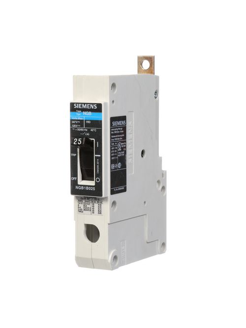 Siemens Industry NGB1B025B 25 Amp 14 kA 347 Volt 1-Pole Type NGB Molded Case Circuit Breaker with Load Lug Siemens Industry NGB1B025B 25 Amp 14 kA 347 Volt 1-Pole Type NGB Molded Case Circuit Breaker with Load Lug