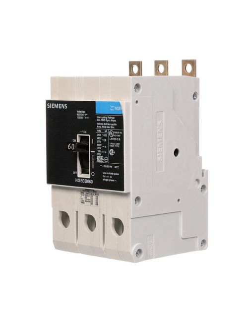 Siemens Industry NGB3B060B 3-Pole 60 Amp 600 Volt 14 kA Molded Case Circuit Breaker Siemens Industry NGB3B060B 3-Pole 60 Amp 600 Volt 14 kA Molded Case Circuit Breaker