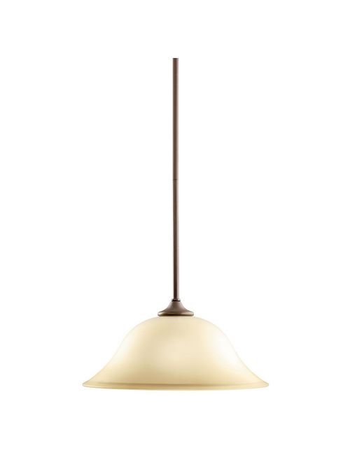 Product image for Kichler 3587OZ Wedgeport 1-Light Olde Bronze Pendant with Umber Etched Glass