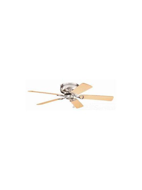 Product image for Kichler 339022BSS 52" 5-Blade Brushed Stainless Steel Flush Mount Ceiling Fan with Reversible Light Oak/Medium Oak Blades
