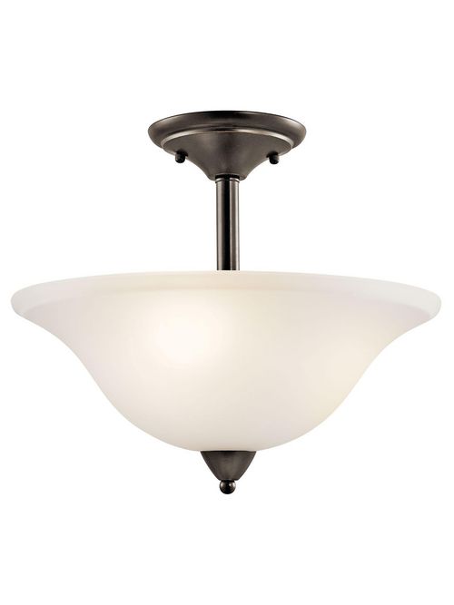 Kichler 42879OZ Olde Bronze Finish and Satin Etched Glass 3-Light Nicholson Semi-Flush Fixture Kichler 42879OZ Olde Bronze Finish and Satin Etched Glass 3-Light Nicholson Semi-Flush Fixture