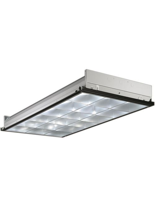 Product image for Lithonia Lighting 2PM3N G D 3 32 18LD MVOLT GEB10IS ACS 3 Inch 3-Lamp 32 W 120 to 277 Volt Silver Louver Troffer