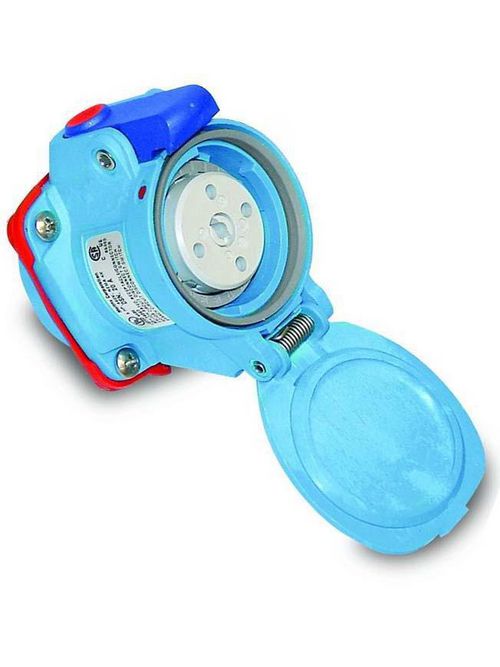 Product image for Meltric 33-94043 DS100 Receptacle, Poly, Blue, Size 5, Type 4X, 3P+G, 100A, 480 VAC, 60 Hz