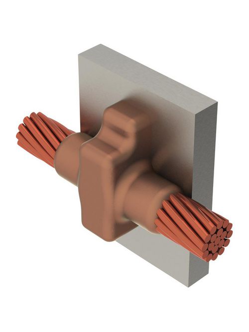 Product image for Erico CAVTP1L Cable to Metal Surface, Cathodic, VT, Steel Pipe or Flat Surface, #4 Concentric, 24" Min Pipe