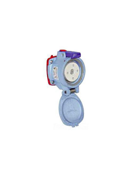 Product image for Meltric 63-14075 DSN20 Receptacle, Poly, Blue, Size 1, Type 4X & IP69, 1P+N+G, 20A, 125 VAC, 60 Hz