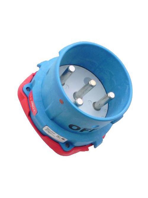 Product image for Meltric 31-18243-K04 DR30 Inlet, Poly, Blue, Size 2, Type 3R, 3P+G, 30A, 480 VAC, 60 Hz