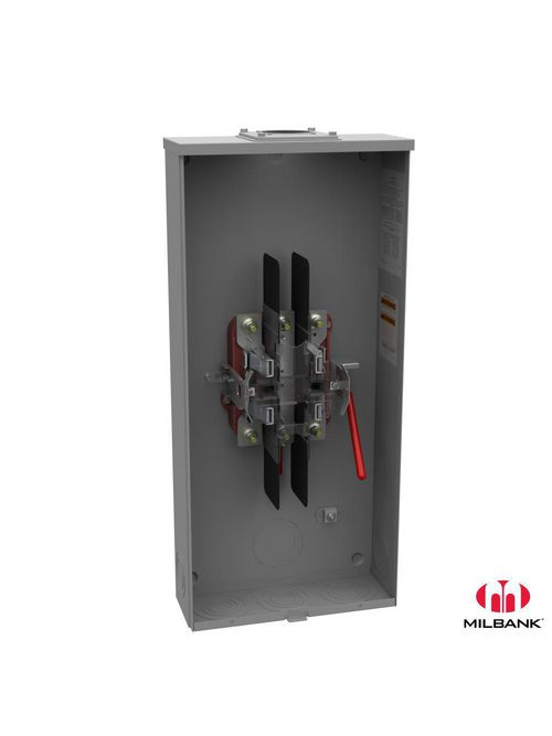 Milbank U9865-RRL 200 Amp 4-Terminal Ringless Stud HD Lever Bypass Overhead Meter Socket Milbank U9865-RRL 200 Amp 4-Terminal Ringless Stud HD Lever Bypass Overhead Meter Socket