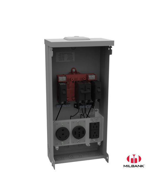 Milbank U5000-XL-75 120/240 VAC 125 Amp NEMA 3R 16 Gauge ASA 61 Gray Polyester Powder Coated Surface Mount Power Outlet Milbank U5000-XL-75 120/240 VAC 125 Amp NEMA 3R 16 Gauge ASA 61 Gray Polyester Powder Coated Surface Mount Power Outlet