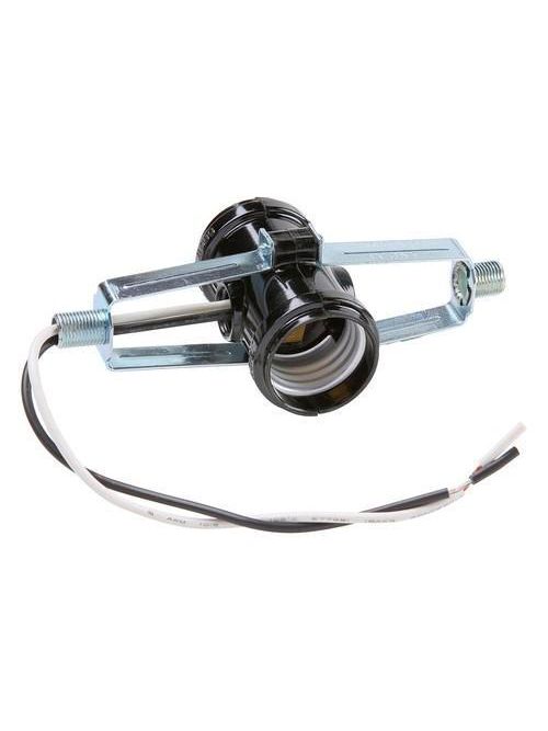 Product image for Pass & Seymour 4015-D4F medium base, multi-lampholder cluster, 2 lights 1/8" IPS male (top and bottom). Black