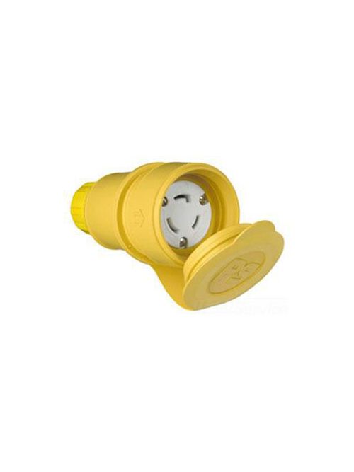 Product image for Pass & Seymour PS27W47 20 Amp 125 Volt 2-Pole 3-Wire L5-20R Rubber Locking Connector
