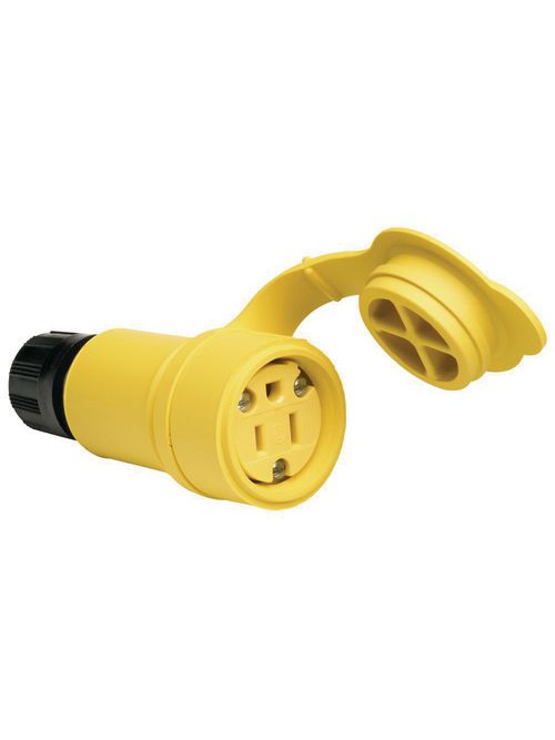 Pass & Seymour 15W-47 15 Amp 125 Volt 2-Pole 3-Wire NEMA 5-15R Yellow Rubber Polarized Straight Blade Connector Pass & Seymour 15W-47 15 Amp 125 Volt 2-Pole 3-Wire NEMA 5-15R Yellow Rubber Polarized Straight Blade Connector