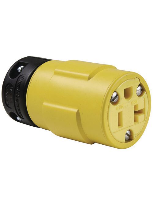 Pass & Seymour 1533 20 Amp 125 Volt 2-Pole 3-Wire NEMA 5-20R Yellow Rubber Polarized Straight Blade Connector Pass & Seymour 1533 20 Amp 125 Volt 2-Pole 3-Wire NEMA 5-20R Yellow Rubber Polarized Straight Blade Connector