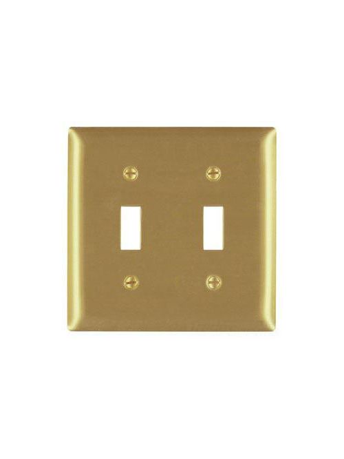 Pass & Seymour SB2 2-Gang 2-Toggle Switch White Smooth Brass Standard Wallplate Product image for Pass & Seymour SB2 2-Gang 2-Toggle Switch White Smooth Brass Standard Wallplate
