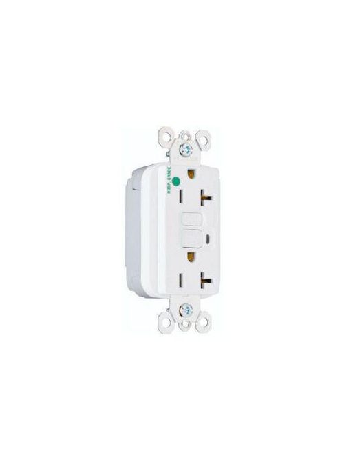 Product image for Pass & Seymour PT2095-HGW 20 Amp 125 VAC 2-Pole 3-Wire NEMA 5-20R White Thermoplastic Duplex GFCI Receptacle