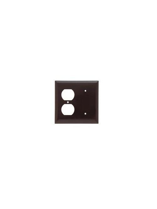 Product image for Pass & Seymour SP148-I 2-Gang 1-Blank 1-Duplex Ivory Smooth Thermoset Plastic Standard Combination Wallplate