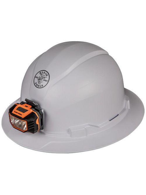 Klein 60406 Hard Hat, Nonvented, Full Brim Style with Headlamp
